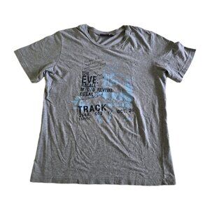 Vtg Esprit T Shirt Men M Gray SS Cotton Front Graphic Print Y2K 90s Streetwear